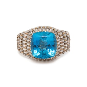 BUCCELLATI, AQUAMARINE AND DIAMOND BRACELET