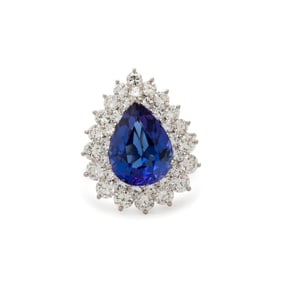 TIFFANY & CO., TANZANITE, DIAMOND, AND PLATINUM RING