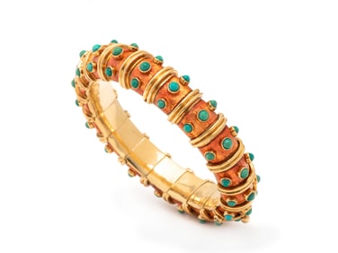 TIFFANY & CO., SCHLUMBERGER, PAILLONNÉ ENAMEL AND TURQUOISE 'DOTS' BRACELET
