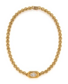 YELLOW GOLD AND DIAMOND NECKLACE