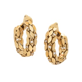 GERARD, YELLOW GOLD AND DIAMOND HOOP EARRINGS