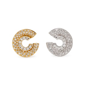 DIAMOND AND BICOLOR GOLD EARRINGS