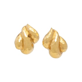 HENRY DUNAY, YELLOW GOLD EARRINGS