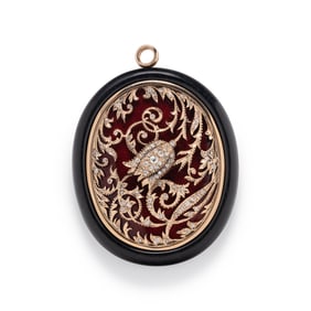 ANTONIA MILETTO, DIAMOND, ENAMEL, WOOD AND ROSE GOLD PENDANT