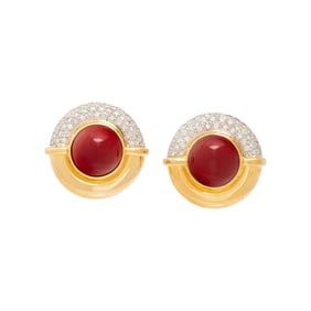 CORAL AND DIAMOND EARRINGS