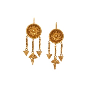 LALAOUNIS, YELLOW GOLD EARRINGS