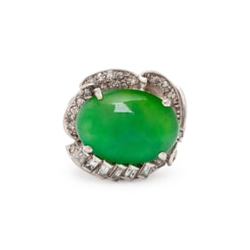 JADEITE AND DIAMOND RING