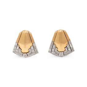 PAUL BINDER, YELLOW GOLD AND DIAMOND EARRINGS