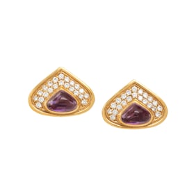 MARINA B, AMETHYST AND DIAMOND EARRINGS