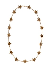 TIGER'S EYE AND GOLD STAR LONG CHAIN NECKLACE