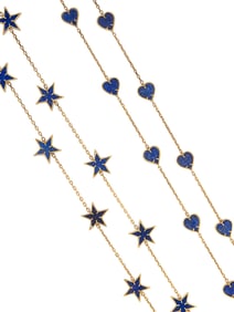 TWO LAPIS LAZULI LONG CHAIN NECKLACES