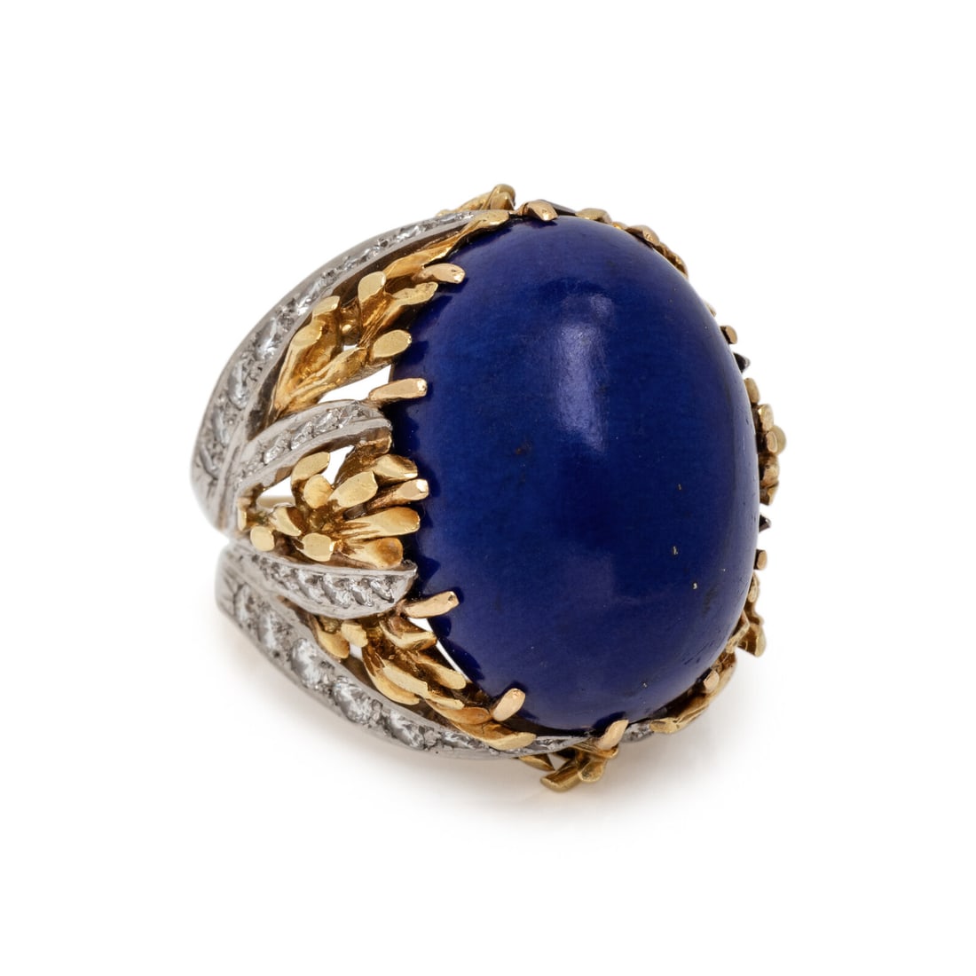 LAPIS LAZULI, DIAMOND AND BICOLOR GOLD RING (1 of 3)