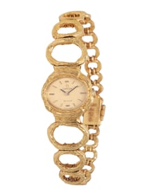 OMEGA, YELLOW GOLD FANCY LINK 'DE VILLE' WATCH