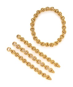 YELLOW GOLD AND DIAMOND CONVERTIBLE NECKLACE AND BRACELET SET