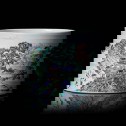 A Chinese Famille Verte Porcelain Brushpot &#31881;&#24425;&#23665;&#27700;&#35433;&#25991;&#31558;&