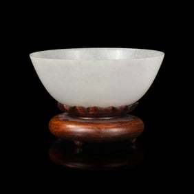 A Chinese White Jade Bowl, 19th-20th Century 晚清-民國 白玉Ĵ