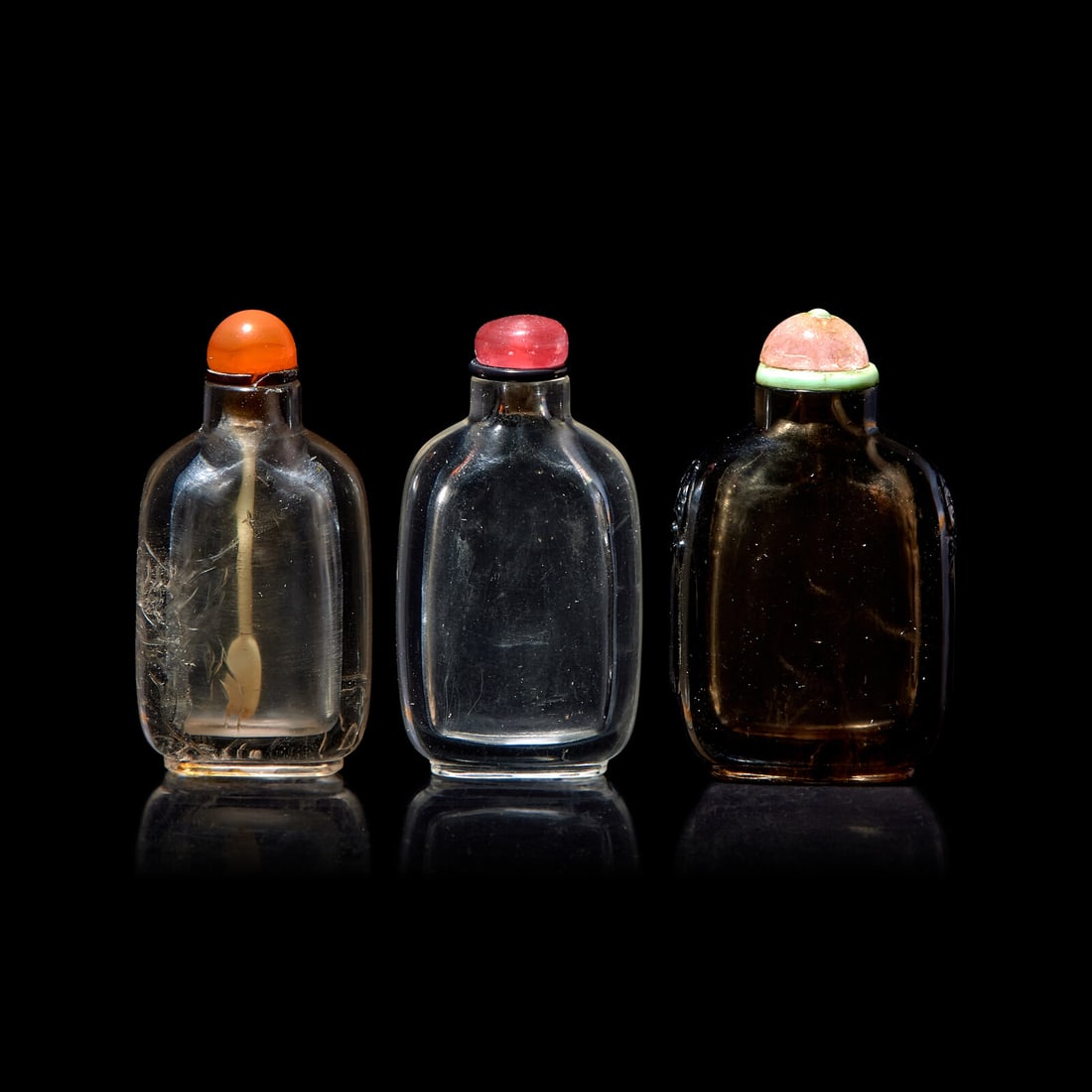 Three Chinese Crystal Snuff Bottles, 18th-19th Century 清中期 水晶(