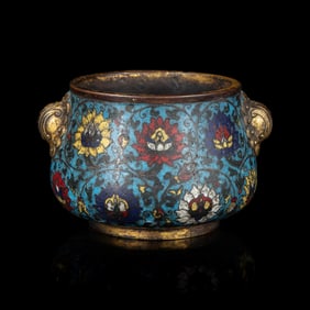 A Chinese Ming Style Cloisonne Enamel Censer, Apocryphal Xuande Mark 宣德款掐