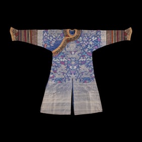 A Chinese Blue Gauze Formal Dragon Robe, Jifu, Late 19th-Mid 20th Century 晚清-民&