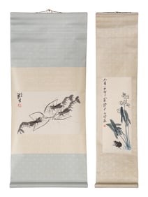 Qi Baishi 齊白石木版水印立軸兩幅