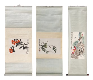 Qi Baishi 齊白石木版水印立軸三幅