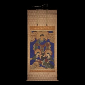 A Korean Buddhist Triad Scroll Painting, Joseon Dynasty 朝鮮佛畫