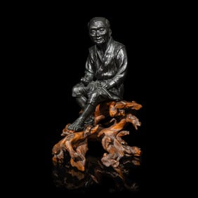 A Japanese Patinated Bronze Figure, Tokyo School, Meiji Period