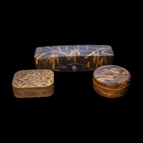 Three Japanese Gold Lacquer Covered Boxes, Meiji Period