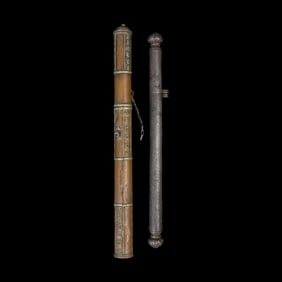 Two Tibetan Metal Pen or Stick Incense Cases 香筒兩隻