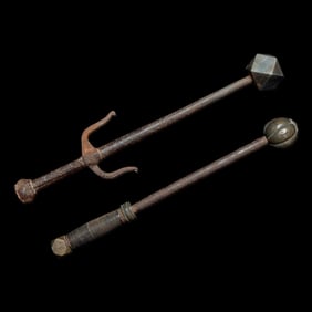 Two Tibetan Iron Bone Crushers 鐵錘兩件