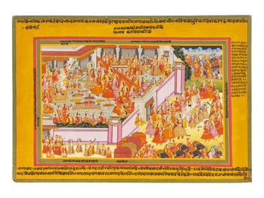 An Indian Painting of Royal Feast and Procession, Rajashthan, 19th Century
