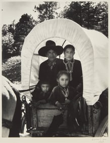 Laura Gilpin (American, 1891-1979) Navajo Family in Covered Wagon, 1934