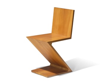 Designed by Gerrit Rietveld in 1934, Probably 1970s, A Cherrywood Zig Zag Chair