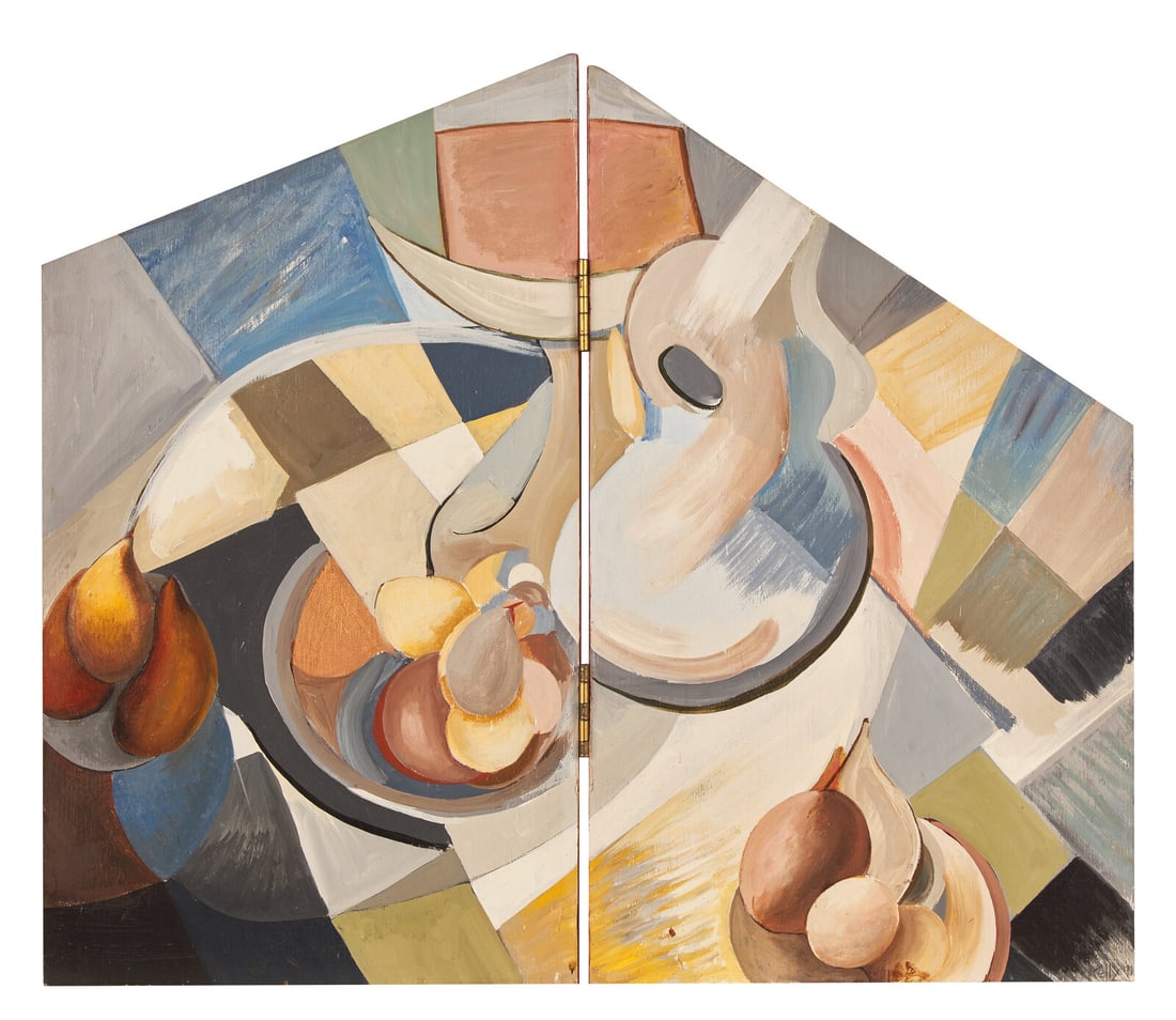 Annie Kelly (American, 20th Century) Still Life Diptych, 1990: Annie Kelly (American, 20th Century) Still Life Diptych, 1990 acrylic on two wood panels with hinges signed Kelly and dated (lower right), signed and dated again (bottom edge) Overall: 20 1/2 x 24 x 3