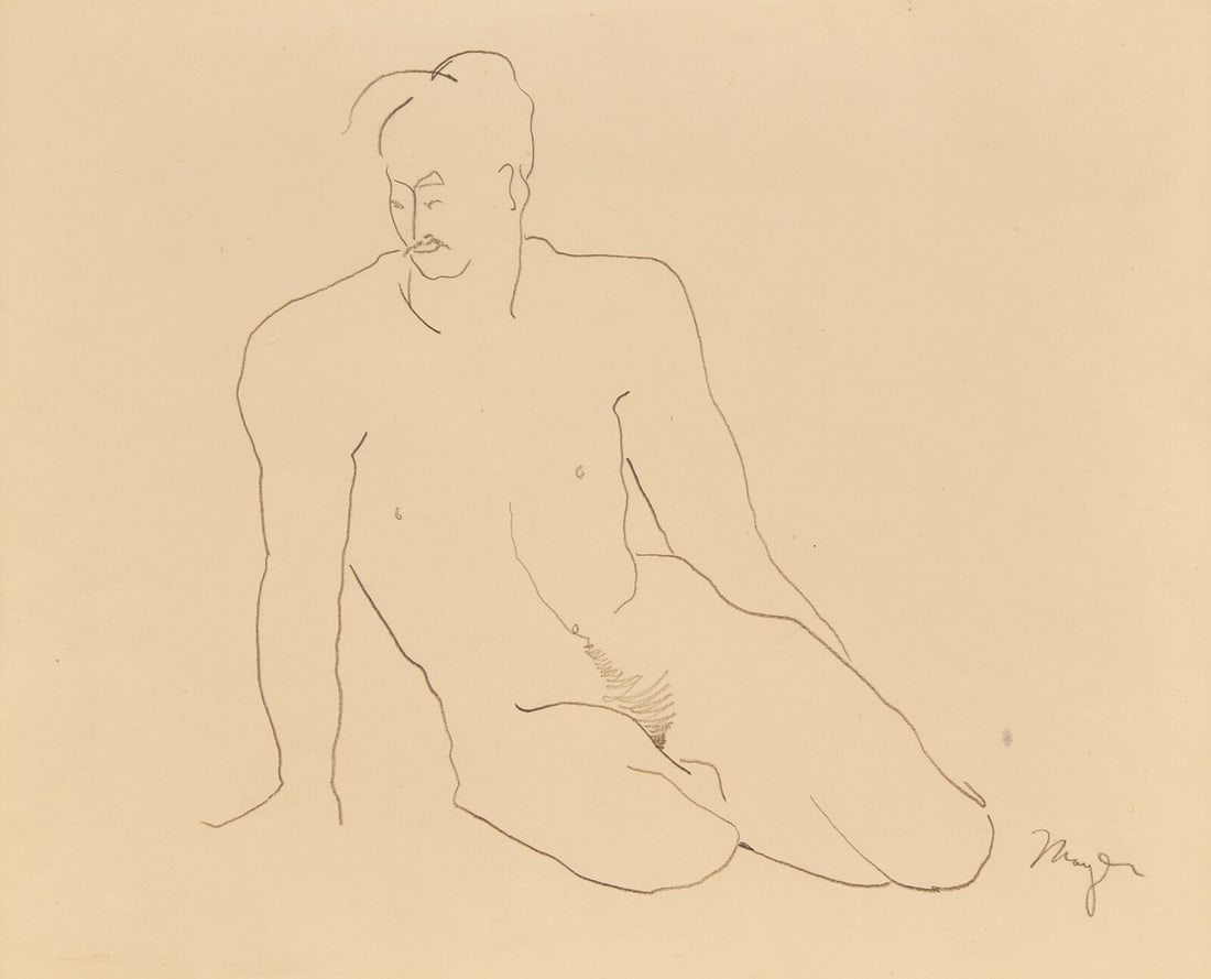 Roy Moyer (American, 1921-2007) Nude Study: Roy Moyer (American, 1921-2007) Nude Study pencil on paper signed Moyer (lower right) Sight: 9 1/4 x 11 1/2 inches. The Collection of Joel Grey This lot is located in Philadelphia.