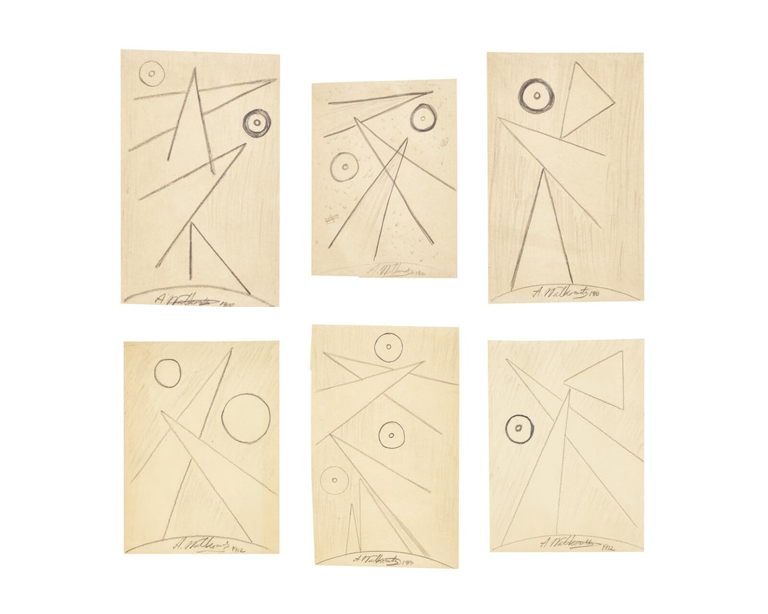 Abraham Walkowitz (American, 1878-1965) Two Sets of Three Works: Abstraction, 1906-1912 (2) (1 of 7)