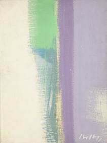 Carl Holty (American, 1900-1973) Untitled: White, Purple, Green, 1972