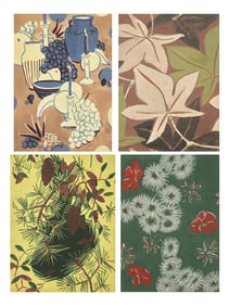 David Park (American, 1911-1960) Four Studies for Designs: Leaf Pattern, Pine; Poplar; Festival, and