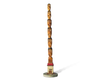 William Dawson (American, 1901-1990) Six-Head Totem, 1978