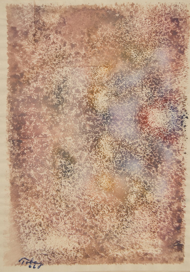 Mark Tobey (American, 1890-1976) Untitled (Abstract), 1966: Mark Tobey (American, 1890-1976) Untitled (Abstract), 1966 tempera on paper signed Tobey and dated (lower left) 6 x 4 1/4 in. (15.2 x 10.8cm) The Collection of Sidney Rothberg, Philadelphia, Pennsylva