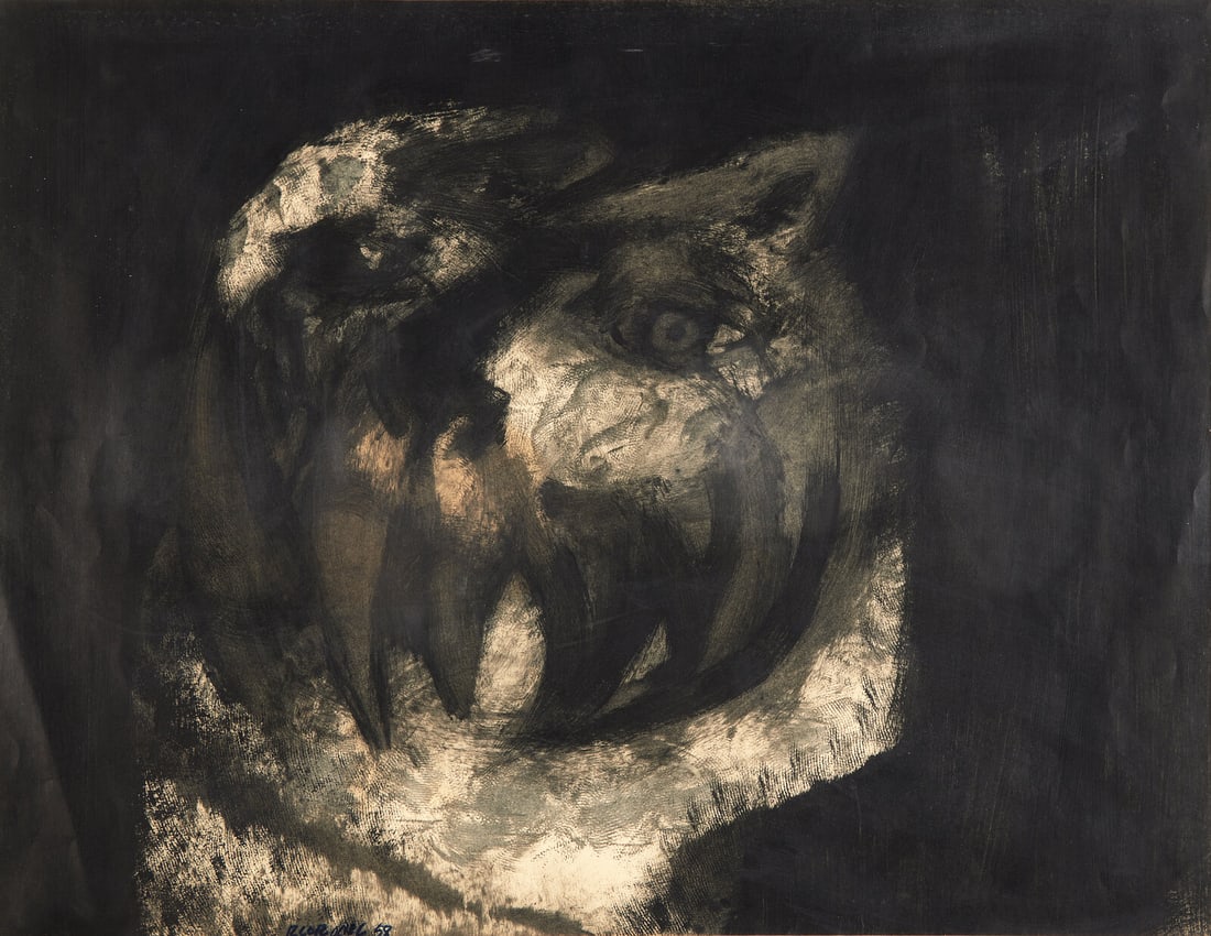 Rafael Coronel (Mexican, 1931-2019) Ferocious Cat, 1958 (1 of 3)