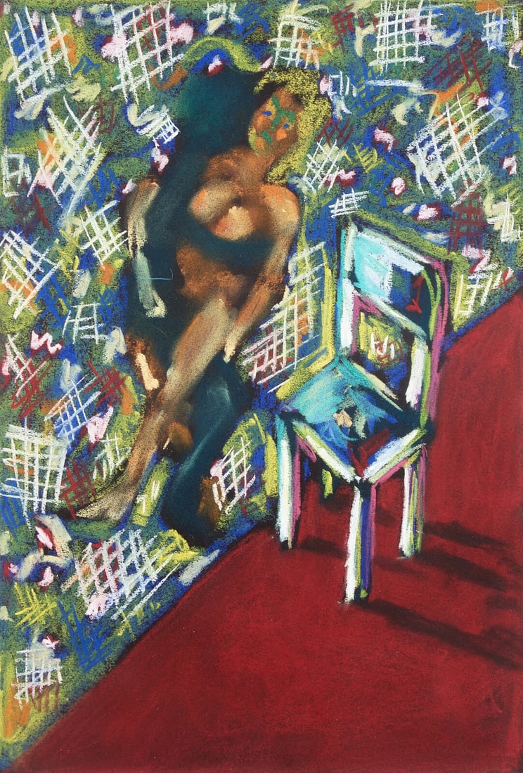 Lucas Samaras (American/Greek, 1936-2024) Chair with Figures #13, 1981: Lucas Samaras (American/Greek, 1936-2024) Chair with Figures #13, 1981 pastel on paper dated 53081 (verso) 17 x 11 1/2 in. (43.2 x 29.2cm) The Collection of Sidney Rothberg, Philadelphia, Pennsylvania