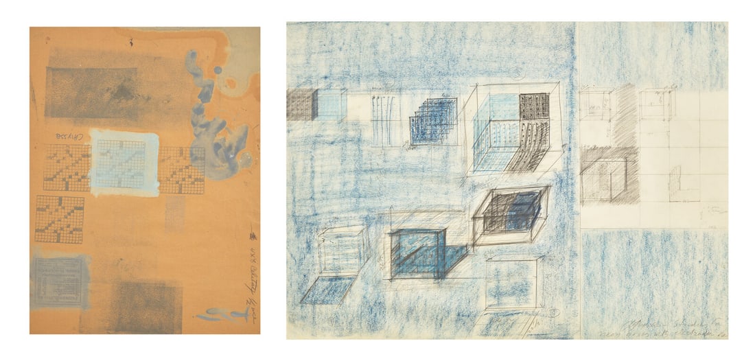 Chryssa  (Greek/American, 1933-2013) Two Works: Studies for Neon Boxes with Electrodes, 1967; (1 of 7)