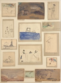 Philip Evergood (American, 1901-1973) History of Bunny Rabbit and Thirteen Other Childhood Drawings