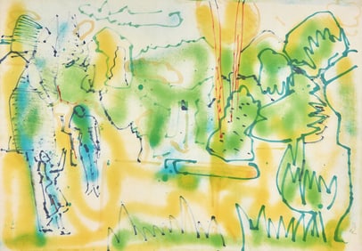 Romare Bearden (American, 1911-1988) Untitled (Figures in Landscape), circa 1974