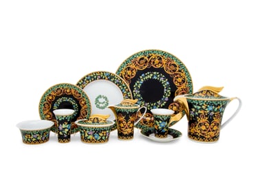 A Versace Gold Ivy Porcelain Dinner Service