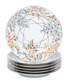 A Set of Six Le Tallec Pastorale Hand-Painted Porcelain Plates