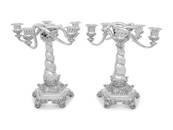 An Impressive Pair of Tiffany and Co. Silver Five-Light Candelabra