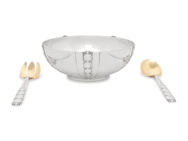 A Tiffany and Co. Silver Three-Piece Salad Set