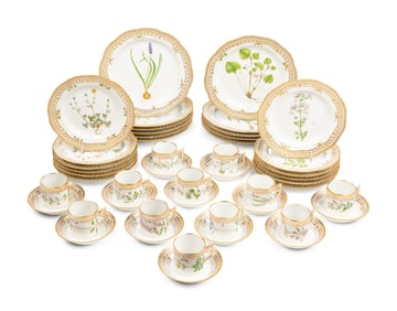 A Royal Copenhagen Flora Danica Porcelain Part Dinner Service